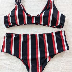 NWOT Red, White and navy 2 piece swimsuit